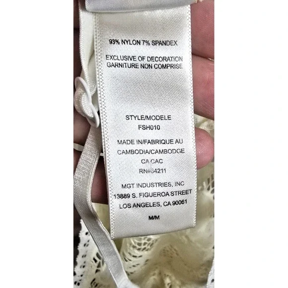 In Bloom By Jonquil Women's M Ivory Lace Sheer Chemise Criss Cross Back Bridal - Picture 3 of 15